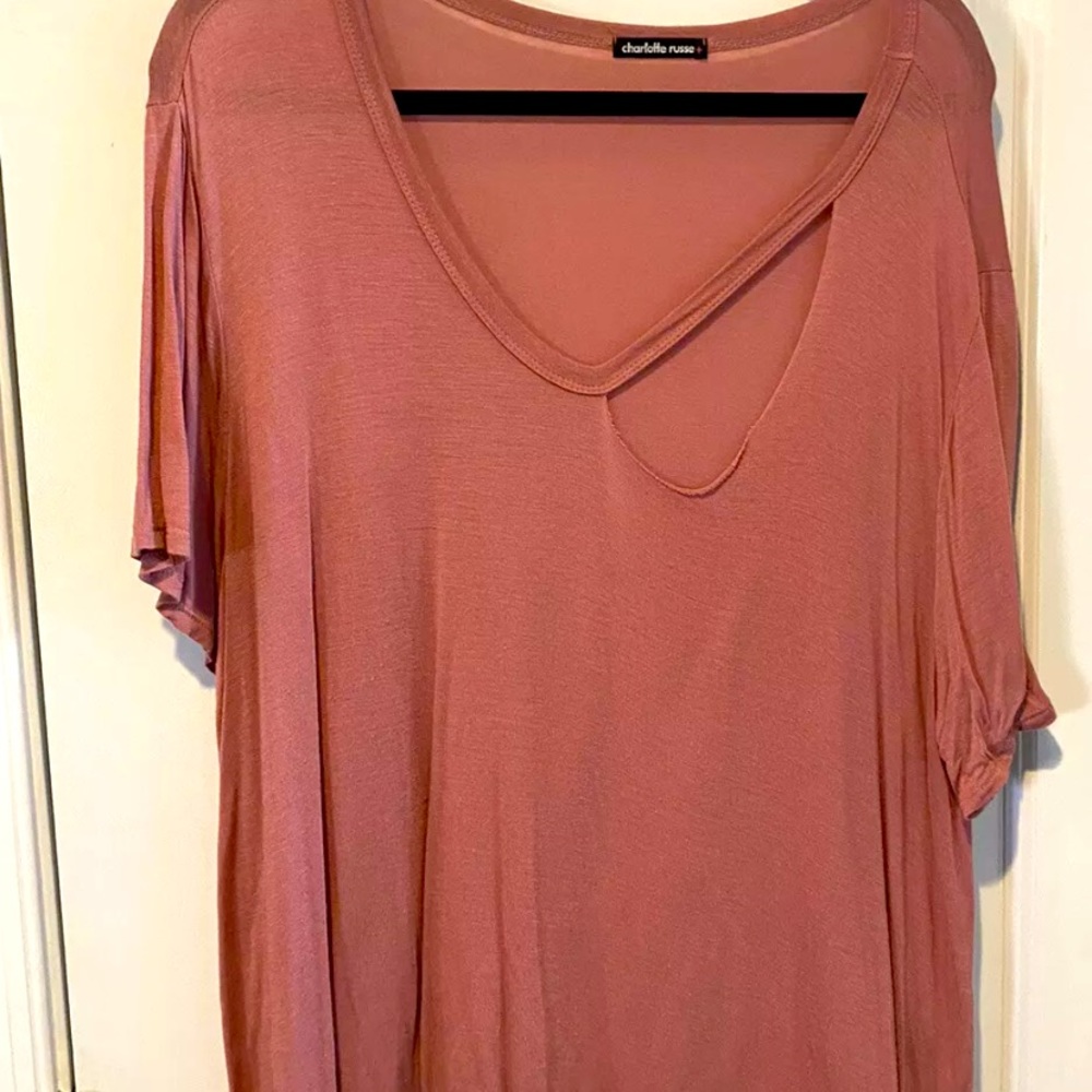 Charolette Russe Blush Pink Shirt Top 2x Slit NEW